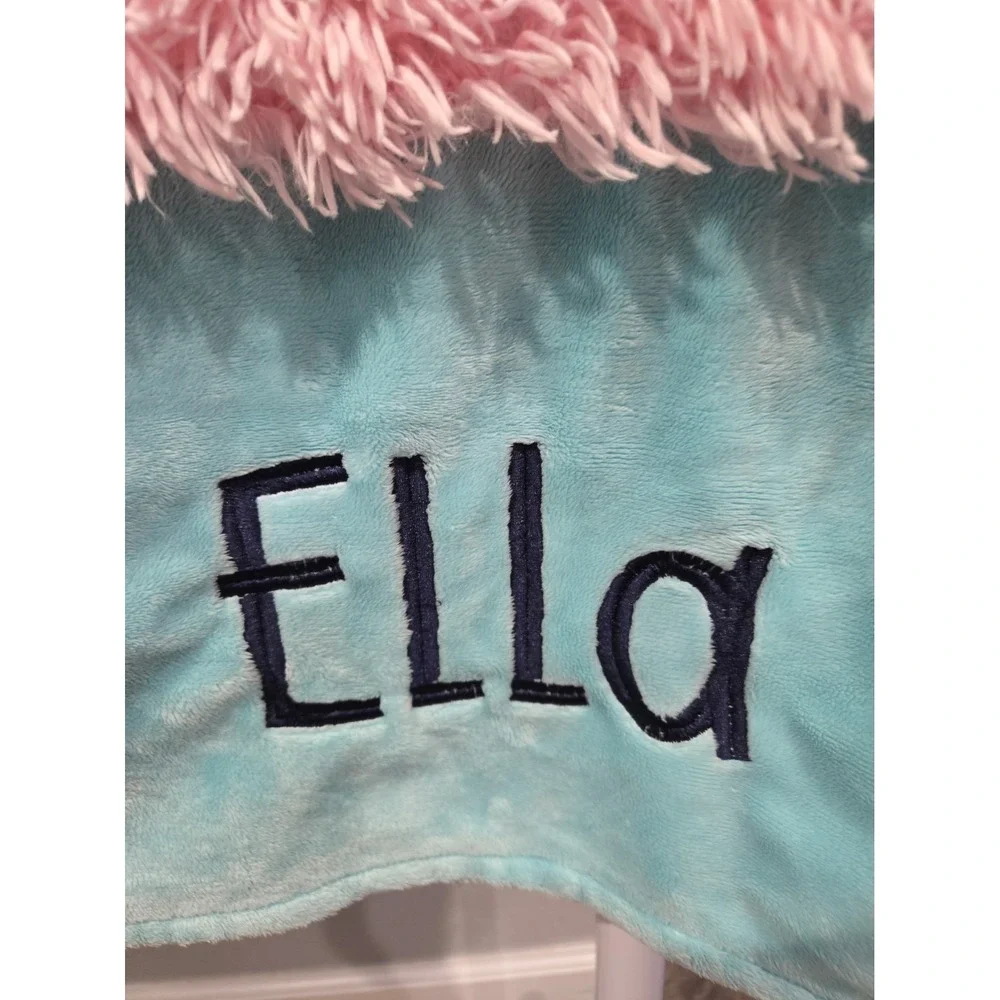 Girls Green Pink Blue Small Blanket With Name 